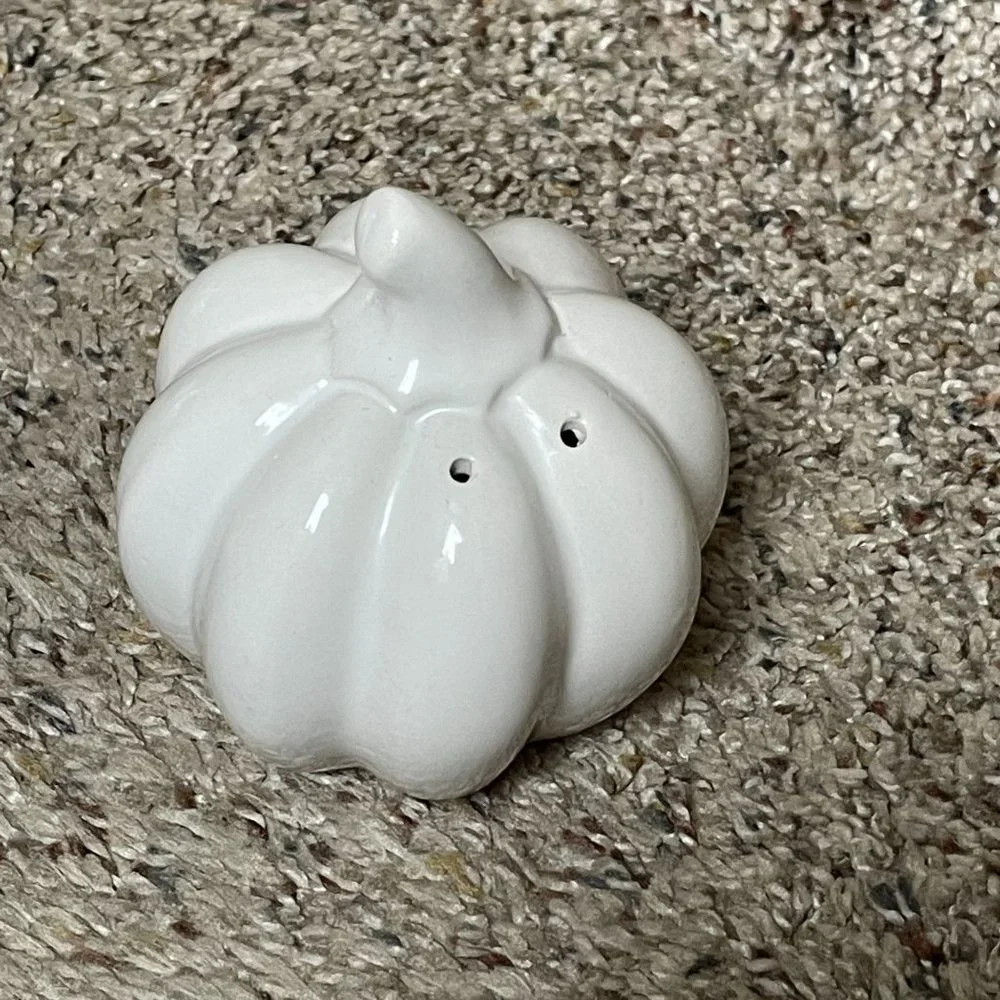 Pumpkin White Luster Salt & Pepper Shaker Set